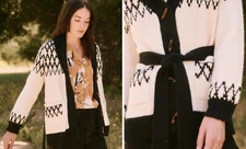 The Great $425 Geo Fair Isle Toggle Riding Cardigan; 3 Large