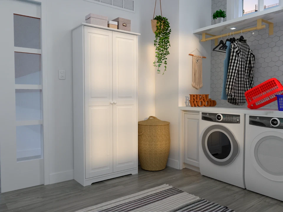 Cabinet Pantry 2 Doors Solid Wood White-  by From the Tree Furniture - Image 4 of 4