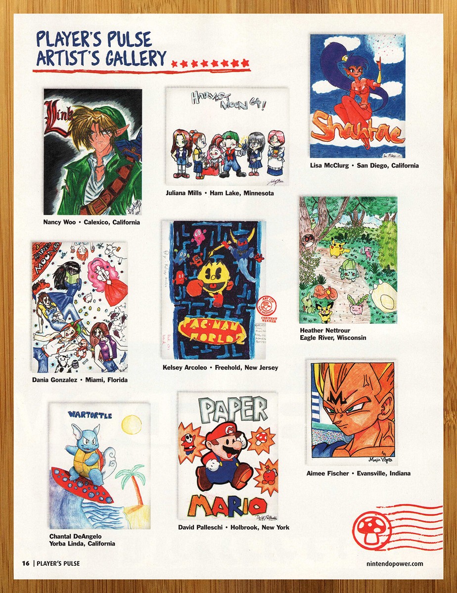 2002 Nintendo Power Fan Art Page Ad/Poster Mario Zelda Pokemon