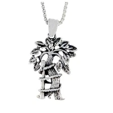 Sterling Silver Tree of Andry Symbol of Orthopedics Pendant / Charm, Box Chain