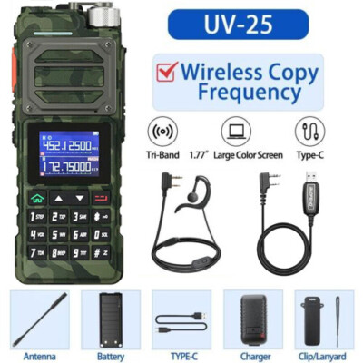 US UV-25 10WATT WALKIE TALKIE LONG RANGE TRI-POWER TWO WAY RADIO VOX+CABLE 1PACK