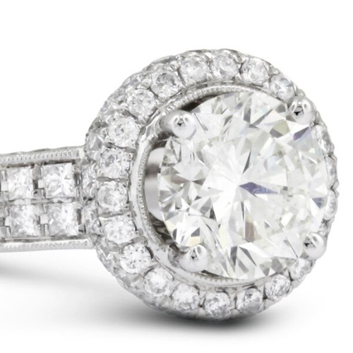 4.1CT LAB-CREATED DIAMOND E/VVS2 ROUND CUT 18K WHITE GOLD PRONG HALO ACCENT RING - Picture 8 of 17