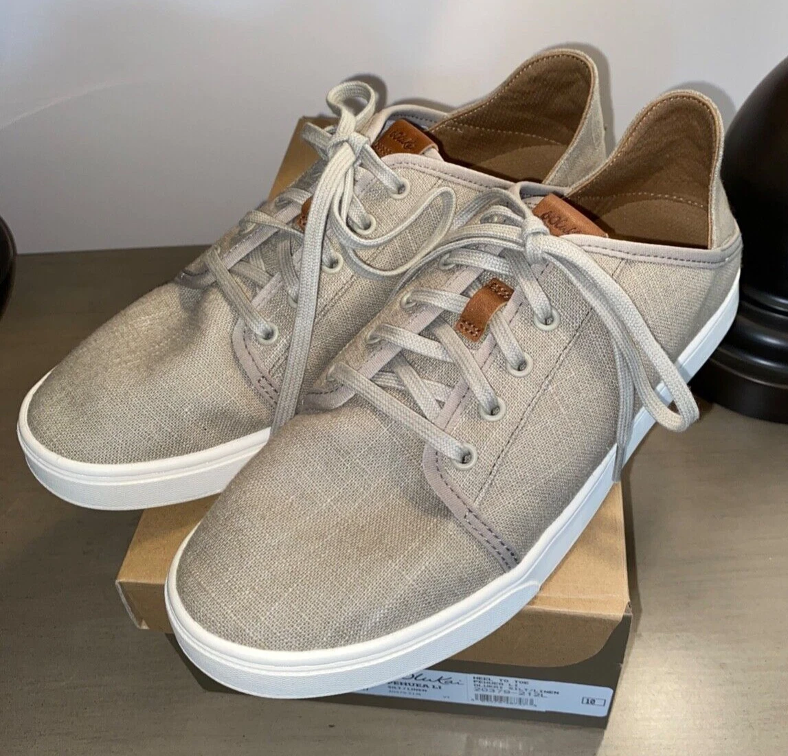 New OLUKAI Pehuea Li Silt Linen oxfords sneakers shoes sz 10 EU 40 120