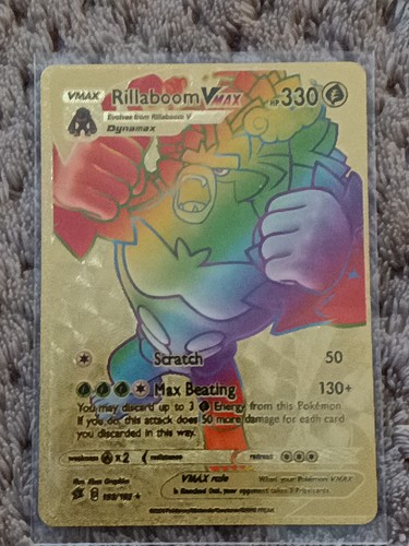 Rainbow RILLABOOM VMAX Rebel Clash Gold Display Pokémon Card with Top ...
