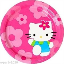 HELLO KITTY Flower Fun LARGE PAPER PLATES 8  Birthday Party Supplies Dinner