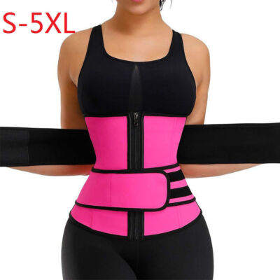Double Strap Waist Trainer Belt Sweat Slimming Wrap Tummy Control Shaper Band