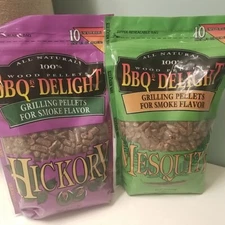 BBQr's Delight 2 Pack Hickory & Mesquite Natural Wood Grilling Pellets 1lb Bags