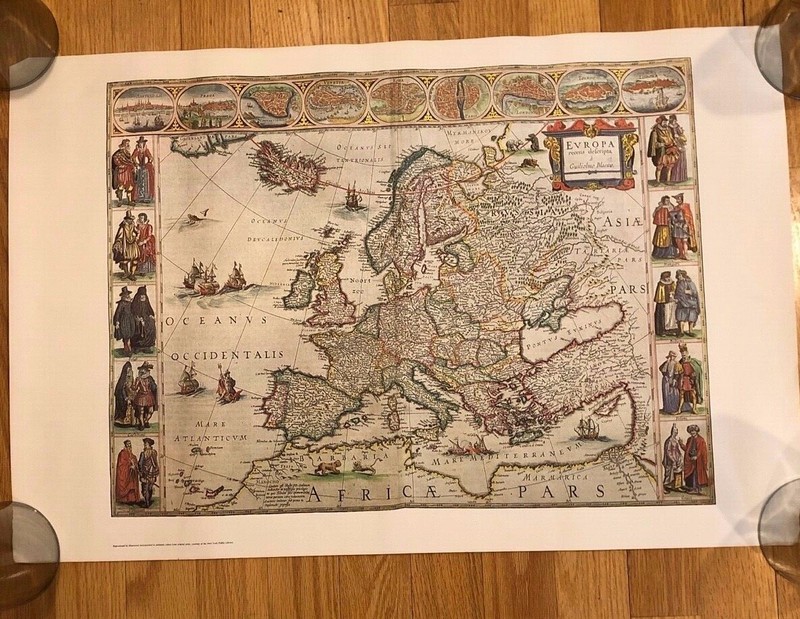 Vintage EVROPA MAP Reproduction HAMMOND Original Print 24 1/2" x16 1/4"