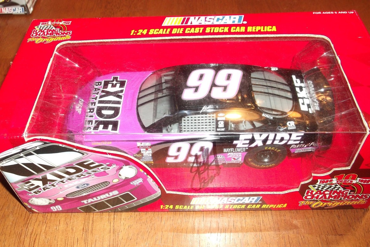 JEFF BURTON #99 EXIDE AUTOGRAPHED RACING CHAMPIONS 1989-1999 1:24