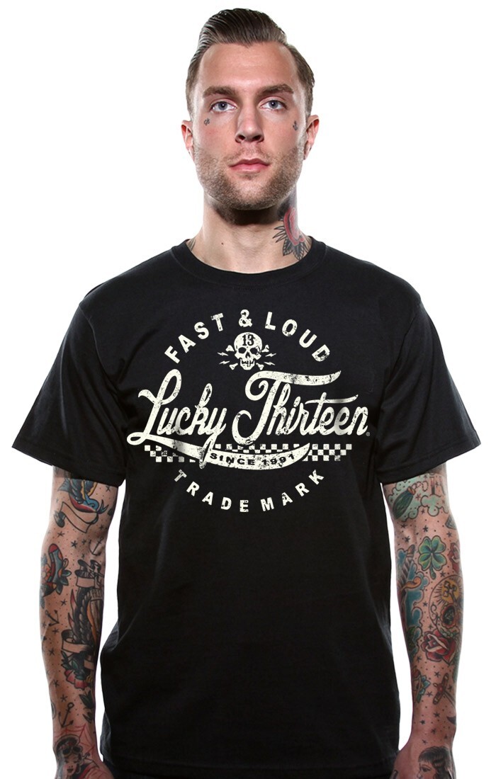 Lucky 13 T-Shirt Shirt Men Fast, Loud Black/Schwarz