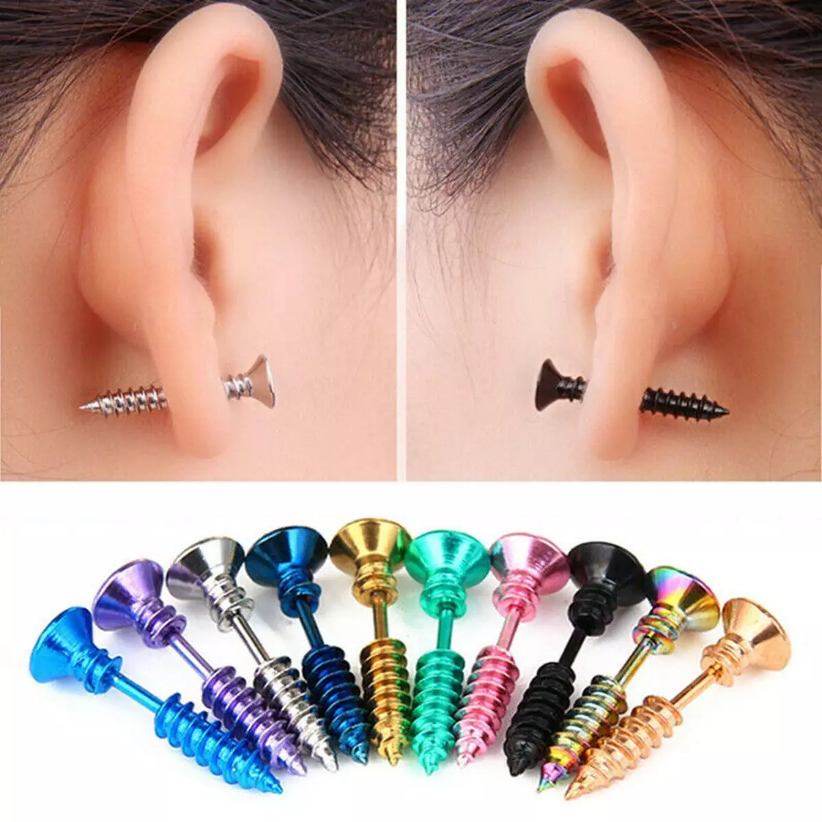 Screw earrings on sale