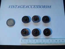 LOTTO 6 bottoni vintage anni 70 vera madreperla marrone base plastica 2,2 cm