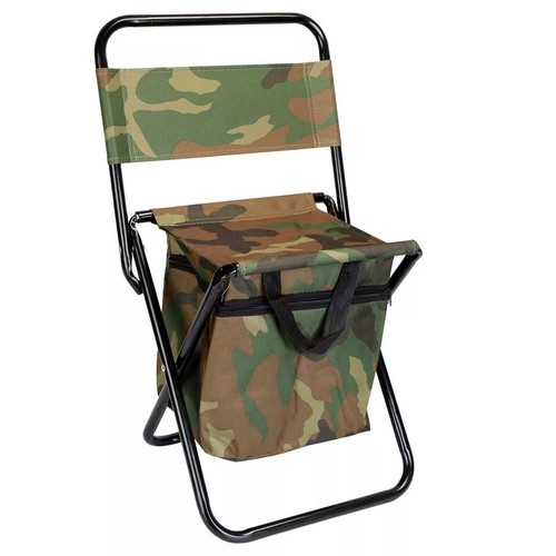 Folding Fishing Chair Backpack Stool for Picnic Camping w/ Insulated Cooler Bag - Picture 3 of 5