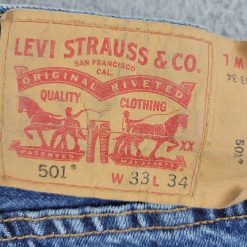 Levi's jeans 501 mens 33x34 blue 100% cotton 2017 button fly 00501-0193 Mexico - Picture 4 of 16