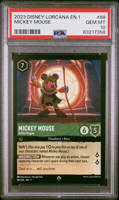 2023 Disney Lorcana EN 1 Mickey Mouse Artful Rogue #88 PSA