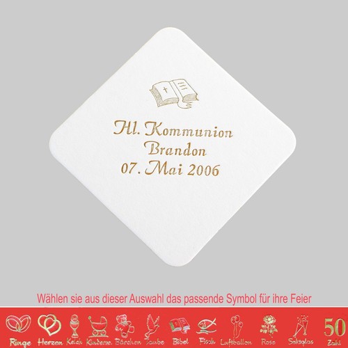 40 Bierdeckel Geburtstag Hochzeit Konfirmation Jugendweihe Tischdeko Servietten - Bild 5 von 13