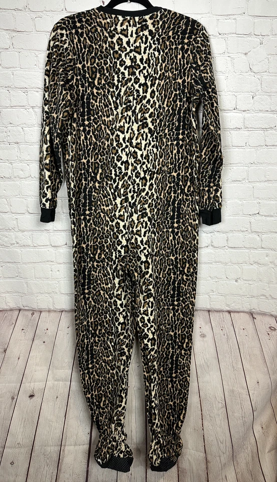 Pijama NICK & NORA de una pieza FOOTIE LEOPARDO gato estampado suave difuso, talla S, usado en excelente estado Foto 4 de 4