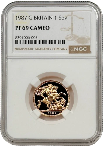 1987 Great Britain Gold Proof Sovereign 0.2354 oz Coin NGC PF 69 Cameo