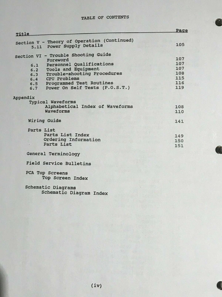 Manual Técnico y de Servicio Rodgers Serie Essex Modelo 605, 625, 640, 645, 655 Foto 3 de 4