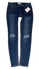 FREE PEOPLE Josie Low Rise Skinny Leg Ripped Knee Edition Jeans Size 25