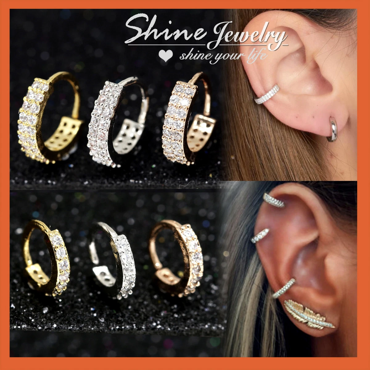 9K GOLD GF EAR NOSE CARTILAGE SEPTUM RING PIERCING SMALL DIAMOND