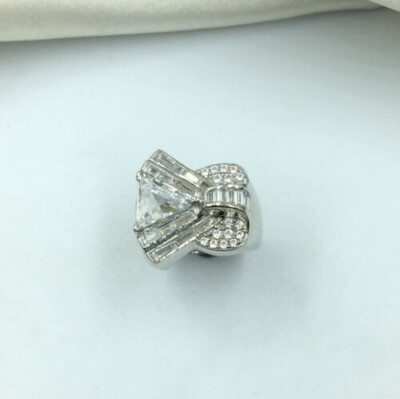Multi Shape White Cubic Zirconia In 935 Argentium Silver Cluster Ring ( 7.Size )