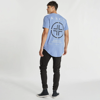 KISS CHACEY Mens Slasher Dual Curved Hem Tee Shirt Pigment Marine