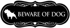 Signs ByLITA Designer Beware of Dog Sign(Black) - Medium (2-3/4" x 7"), Black 