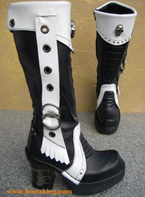 New Rock Boots Guadeloupe schwarz weiß Damenstiefel High Heels Größe 36 - 41   