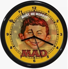 MAD Magazine Alfred E Newman  What Me Worry Wall Clock Man Cave 0724