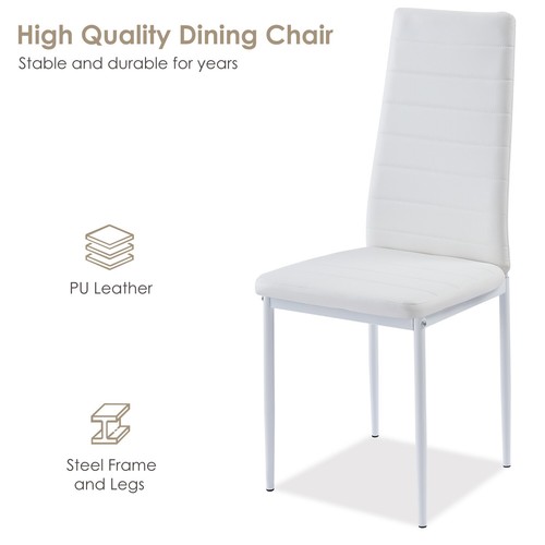 51" Clear Tempered Glass Dining Table&6pcs White Faux Leather Dining Chairs Set - Picture 8 of 9