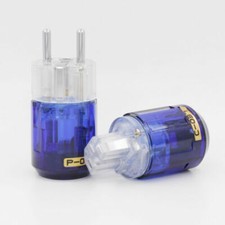 Pair Plated Rhodium EU Schuko Power Plug IEC Connector Audio Power Cable Plug