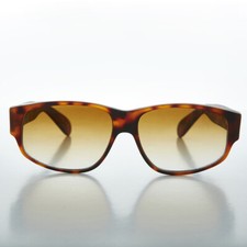 Wide Rectangular Mod Vintage Sunglasses Matte Tortoise - Fez