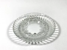 Vintage Clear Glass Ashtray Ribbed Pattern Round 4-3/4”x1” Preowned