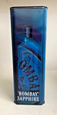 BOMBAY SAPHIRE GIN LEERE SAMMLERFLASCHE DOSE - SAPHIRBLAU - HALTER BOX