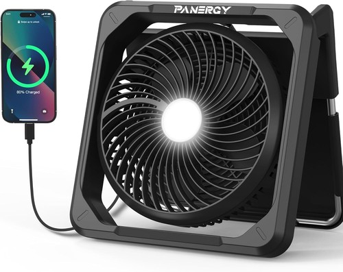 11 Portable Camping Fan with LED Light Solar Powered Battery Powered Fan 3