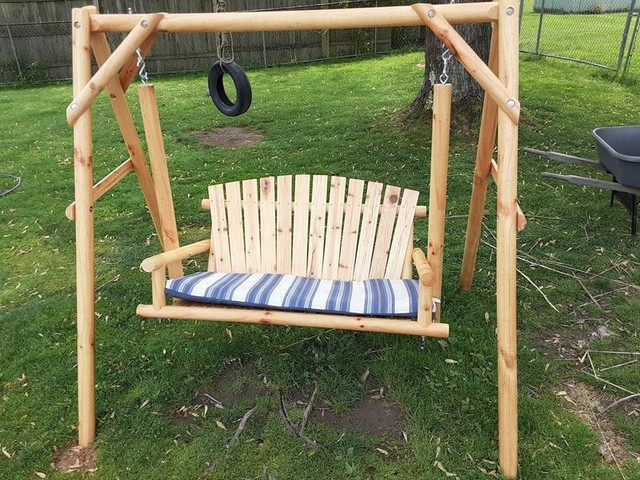 2 Person Log Swing 4ft Rustic Natural Porch Garden Patio Bench Swings