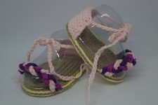 Sandali a fascia intrecciata neonato, uncinetto, 100% cotone. Nuovo.