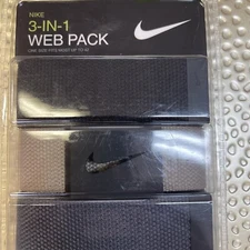 Nike Men Web Belt 3 in 1 Web Pack Black Khaki Dark Gray Adjustable Fit Up To 42