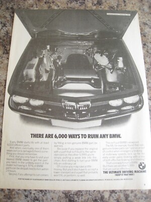 BMW ULTIMATE DRIVING MACHINE AUTO MOTOR 6000 WEGE ZU RUIN 1983 WERBUNG A4 AKTE 12