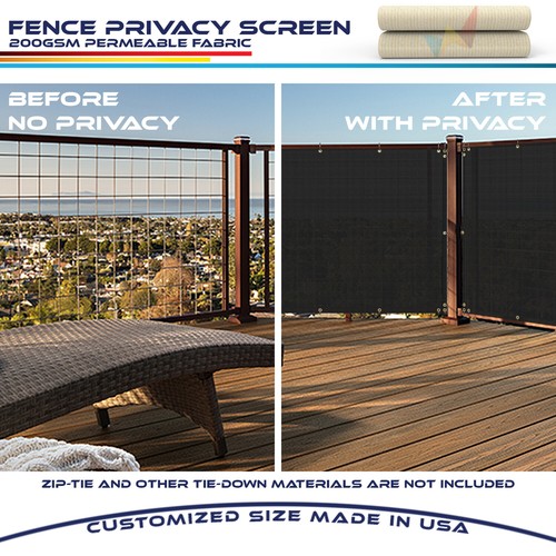 30in Tall Gray Balcony Fence Privacy Screen Windproof Sunshade Cover Garden Pool - Imagen 7 de 10