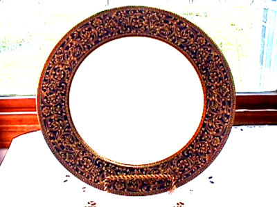 ''ARISTOCRAT'' 3690 DINNER PLATE 10 5/8'' GOLD ON COBALT BY: SANGO STORE OLD  STOCK
