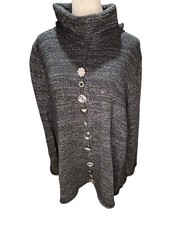Canadian Designer Pure Handknit Flared, Turtleneck With 12 Mismatched Buttons. 