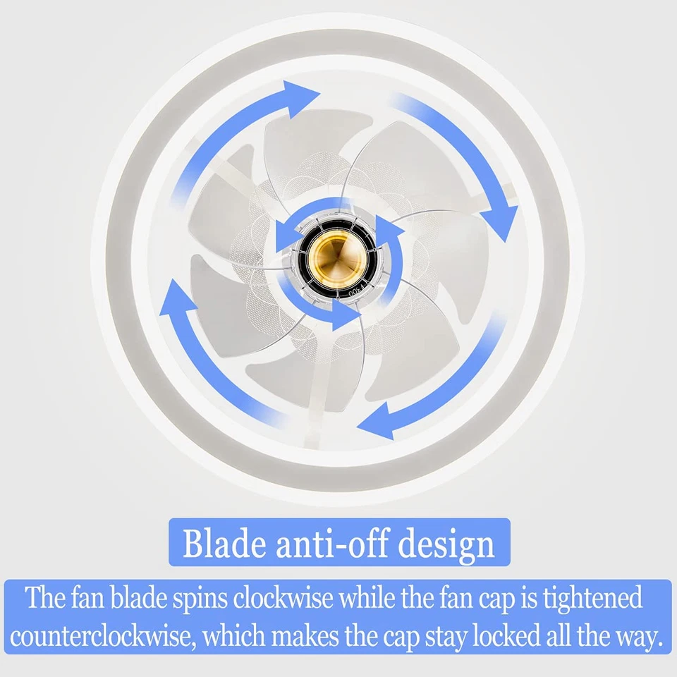 20'' White Modern Indoor Flush Mount Ceiling Fan with Lights Remote Control, Rem - Image 4 of 4