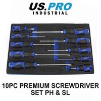 US PRO INDUSTRIAL 10pc Premium Screwdriver Set Slotted & Phillips Screwdrivers