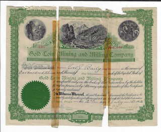 COLORADO? 1902 Gold Coin Mining & Milling Co Stock Certificate Cripple Creek?