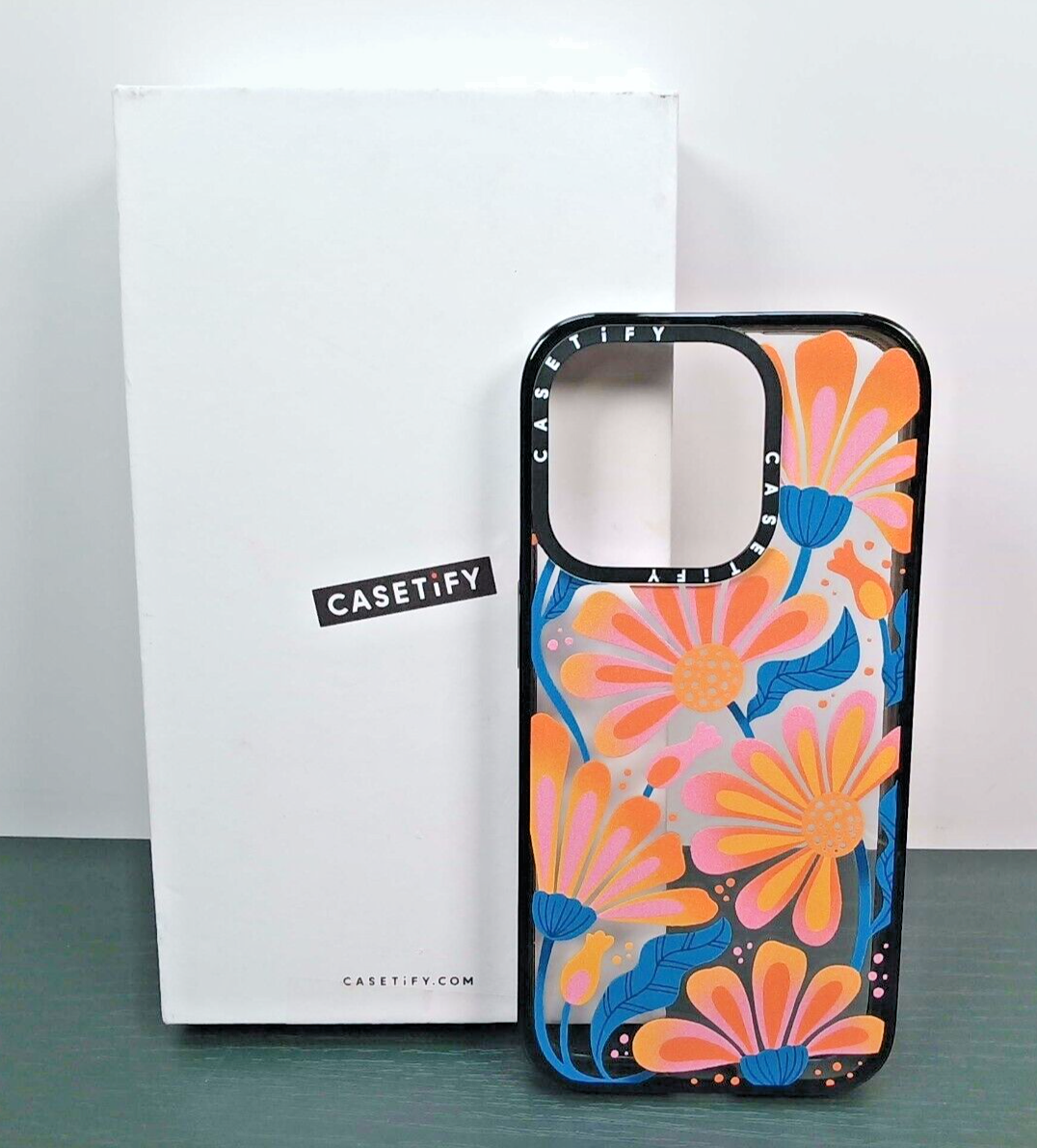 CASETiFY iPhone 15 Pro Compact Case in Clear Black with Lazy Daisy Design - Open Box