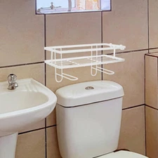 White Toilet Organizer Shelf, Space-Saving Rack for Towels, Toiletries & More