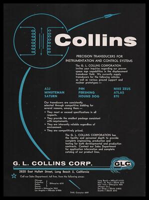 1960 G L Collins Corp Long Beach California Transducers Instrumentation Print Ad