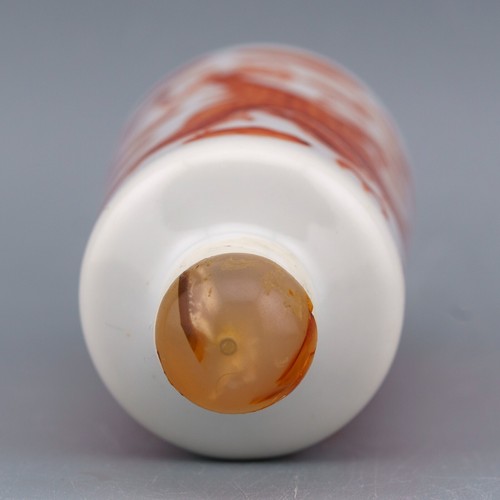 Antigua botella de tabaco de porcelana china de hierro dragón rojo marcado Qing siglo XIX - Imagen 9 de 18